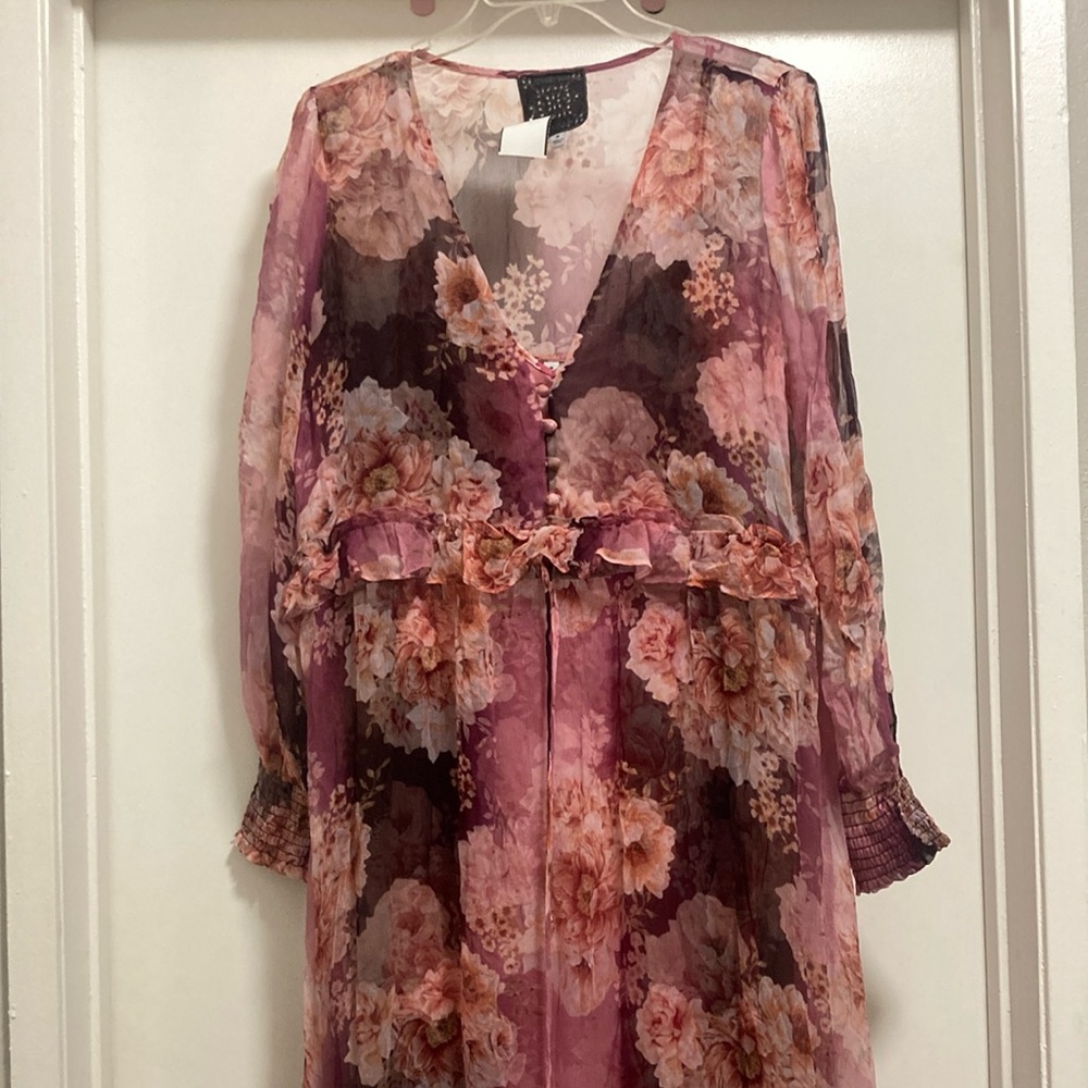 Johnny Was Pink Floral Long Sleeve Maxi Dress - Picture 6 of 11